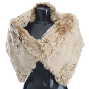 Dolce &amp; Gabbana Elegant Alpaca Fur Shoulder Wrap in Beige