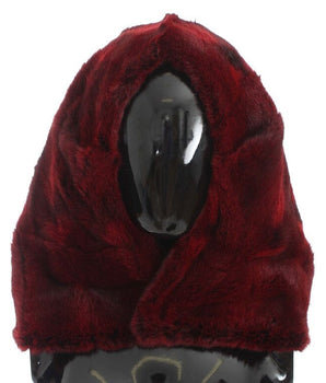 Dolce & Gabbana Bordeaux Hamster Fur Crochet Hood Scarf Hat Dolce & Gabbana 