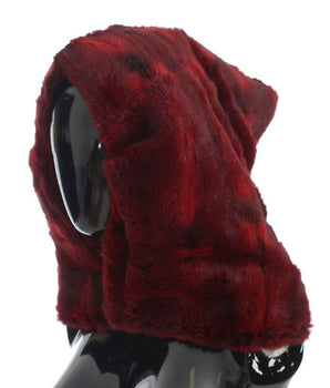 Dolce & Gabbana Bordeaux Hamster Fur Crochet Hood Scarf Hat Dolce & Gabbana 