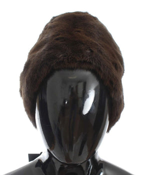 Dolce & Gabbana Brown Weasel Fur Womens Cashmere Hat Beanie Dolce & Gabbana 