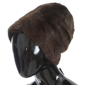 Dolce &amp; Gabbana Luxurious Brown Weasel Fur Beanie