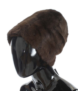 Dolce & Gabbana Brown Weasel Fur Womens Cashmere Hat Beanie Dolce & Gabbana 