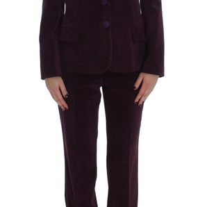 BENCIVENGA Elegant Purple Wool Blend Three Piece Suit Set