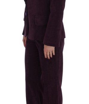 BENCIVENGA Elegant Purple Wool Blend Three Piece Suit Set BENCIVENGA 