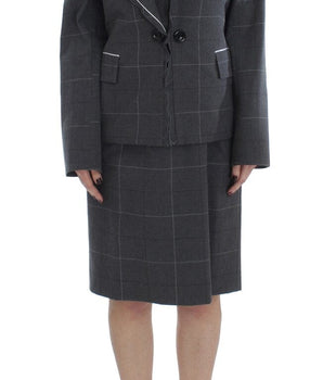 BENCIVENGA Elegant Gray Checkered Sheath Suit Set BENCIVENGA 