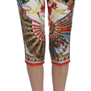 Dolce & Gabbana Multicolor Majolica Silk Capri Pants