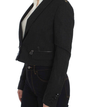 Exte Elegant Gray Gold-Buttoned Blazer Jacket Exte 