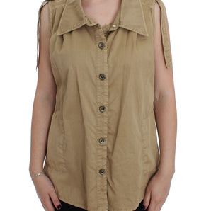 PLEIN SUD Blusa de algodón sin mangas beige