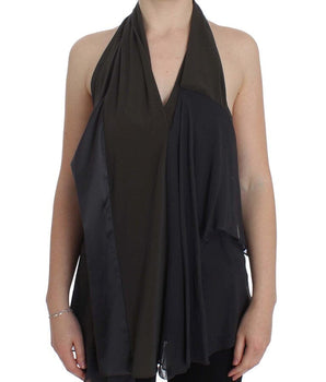 CORA GROPPO Elegant Halterneck Blouse in Gray and Blue CORA GROPPO 