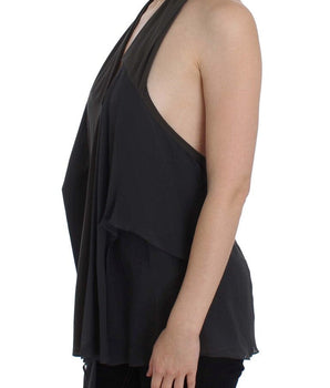 CORA GROPPO Elegant Halterneck Blouse in Gray and Blue CORA GROPPO 