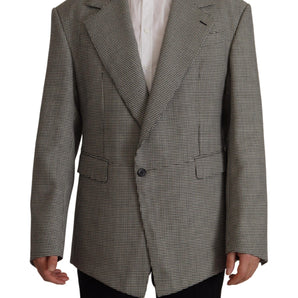 Dolce &amp; Gabbana Elegante blazer de lana a cuadros gris