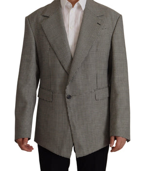 Dolce & Gabbana Gray Checkered Single Breasted Jacket Blazer