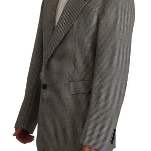 Dolce &amp; Gabbana Elegant Gray Checkered Wool Blazer