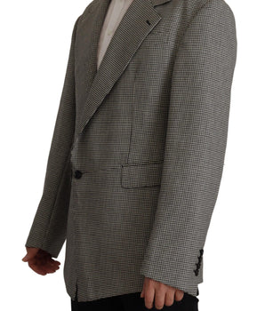 Dolce & Gabbana Gray Checkered Single Breasted Jacket Blazer