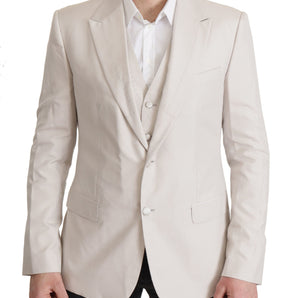 Dolce & Gabbana Elegant Light Gray Silk Blend Suit Jacket Set