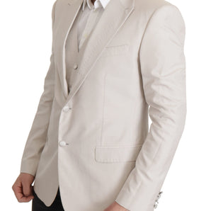 Dolce & Gabbana Elegant Light Gray Silk Blend Suit Jacket Set