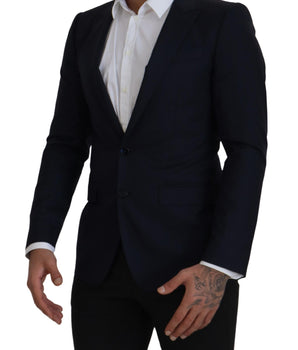 Dolce & Gabbana Blue Wool Single Breasted Coat Blazer