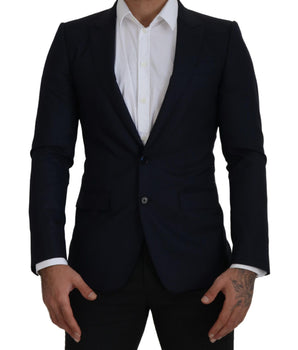 Dolce & Gabbana Blue Wool Single Breasted Coat Blazer