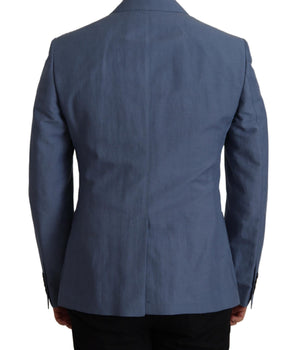 Dolce & Gabbana Blue Single Breasted Logo Blazer Jacket