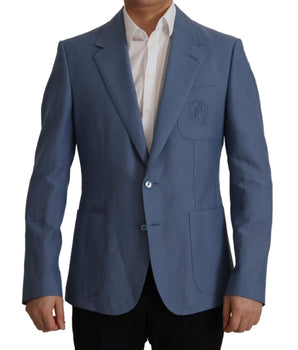 Dolce & Gabbana Blue Single Breasted Logo Blazer Jacket