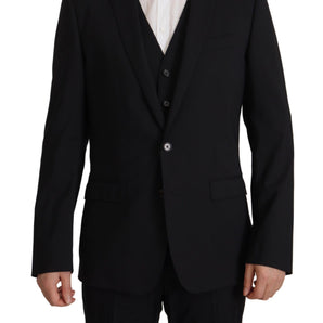 Dolce &amp; Gabbana Elegant Black Martini Blazer and Vest Ensemble