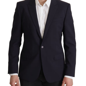 Dolce &amp; Gabbana Elegante blazer ajustado en mezcla de lana azul marino