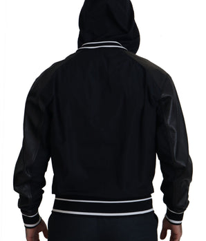 Dolce & Gabbana Black Polyester Hooded Blouson Coat Jacket