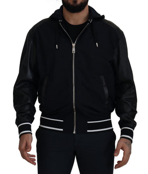 Dolce & Gabbana Black Polyester Hooded Blouson Coat Jacket