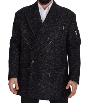 Dolce & Gabbana Black Wool Double Breasted Coat Men Jacket