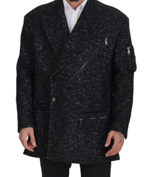 Dolce & Gabbana Black Wool Double Breasted Coat Men Jacket