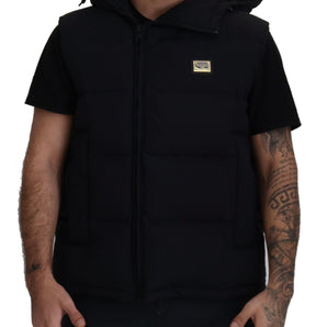 Dolce & Gabbana Sleek Black Hooded Short Sleeve Jacket