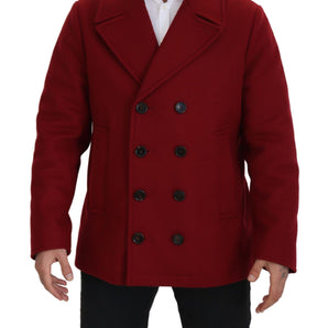 Dolce &amp; Gabbana Elegant Red Double Breasted Wool Jacket