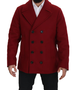 Dolce &amp; Gabbana Elegant Red Double Breasted Wool Jacket