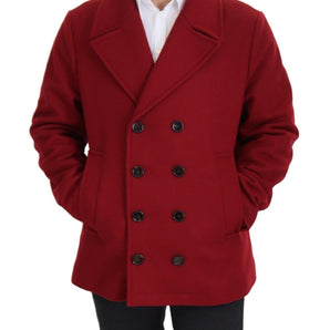 Dolce & Gabbana Elegant Red Double Breasted Wool Jacket