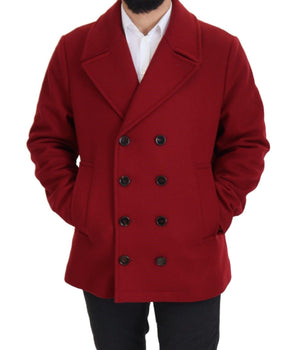 Dolce &amp; Gabbana Elegant Red Double Breasted Wool Jacket
