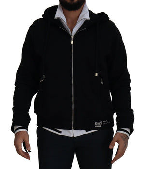 Dolce & Gabbana Black Polyester Hooded Full Zip Jacket