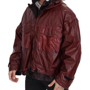 Dolce &amp; Gabbana Elegant Bordeaux Full Zip Hooded Jacket