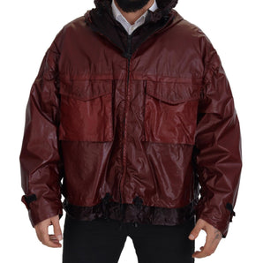 Dolce &amp; Gabbana Elegant Bordeaux Full Zip Hooded Jacket