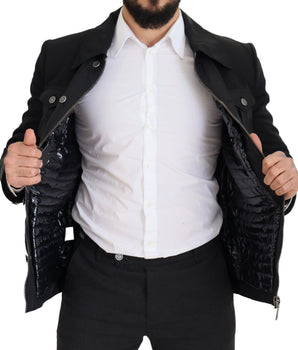 Dolce & Gabbana Black Wool Collared Full Zip Jacket