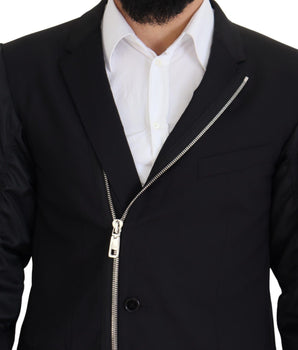 Dolce & Gabbana Black Wool Full Zip Long Sleeves Jacket