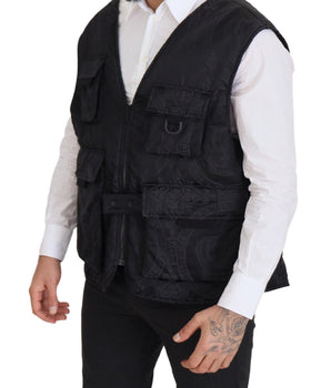 Dolce & Gabbana Black Nylon Full Zip Sleeveless Jacket