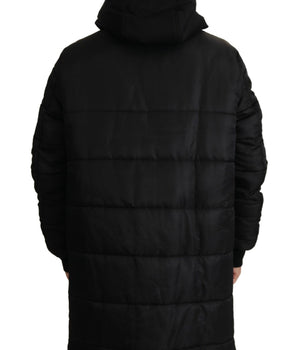 Dolce & Gabbana Black Nylon Hooded Parka Coat Winter Jacket