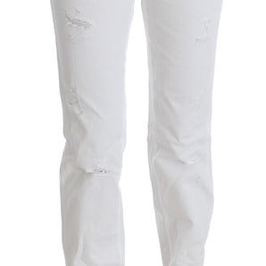 Custom National White Cotton Slim Fit Denim Bootcut Jeans