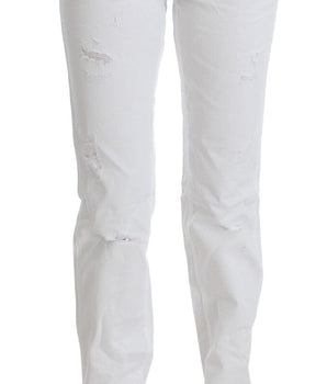 Costume National White Cotton Slim Fit Denim Bootcut Jeans Costume National 