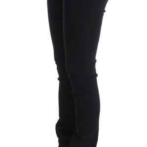 Costume National Sleek Slim Fit Designer Jeans in Classic Black