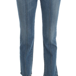 Custom National Blue Cotton Slim Fit Cropped Jeans