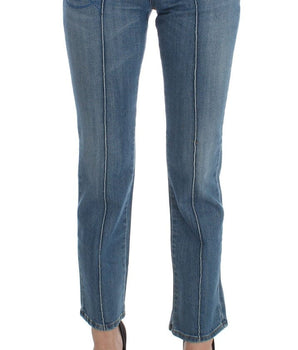 Costume National Blue Cotton Slim Fit Cropped Jeans Costume National 