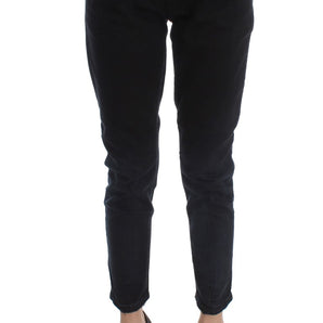 Custom National Black Cotton Slim Fit Cropped Jeans