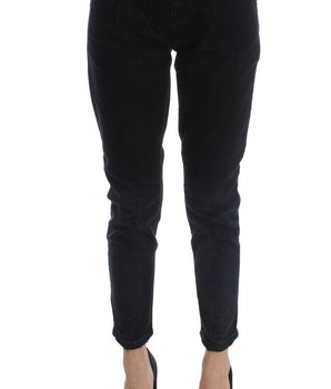 Costume National Black Cotton Slim Fit Cropped Jeans Costume National 