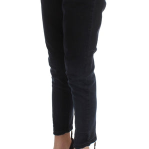 Custom National Black Cotton Slim Fit Cropped Jeans